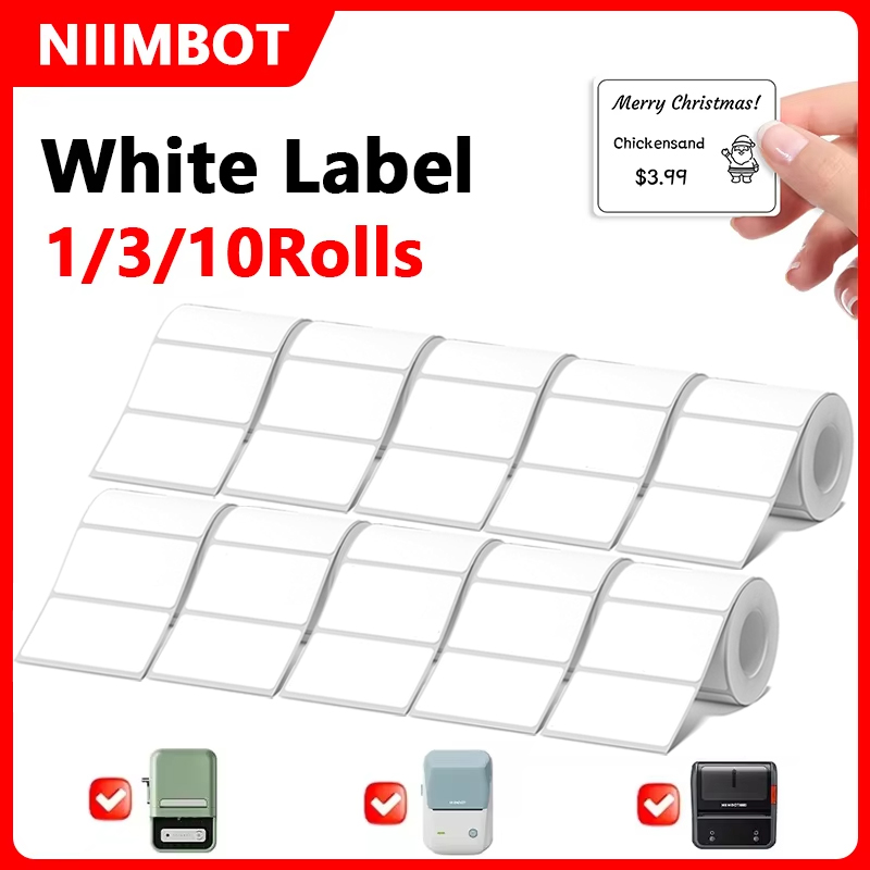 Commercial Printing Types - Niimbot 1/3/10 Rolek Białe Etykiety Termiczne